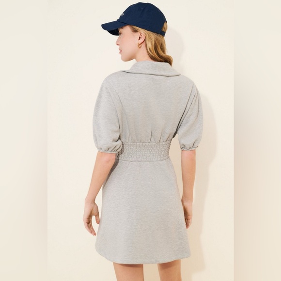 Anthropologie Daily Practice smocked waist Gray sweater dress Puff Sleeves - Picture 4 of 7